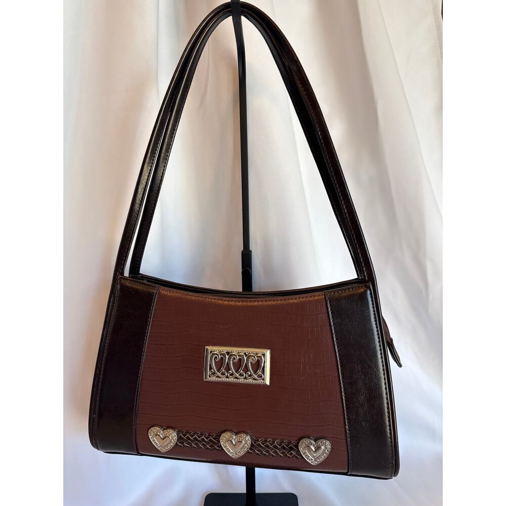 Vintage-Style Western Heart Concho Shoulder Bag – Brighton Inspired – Brown Bag